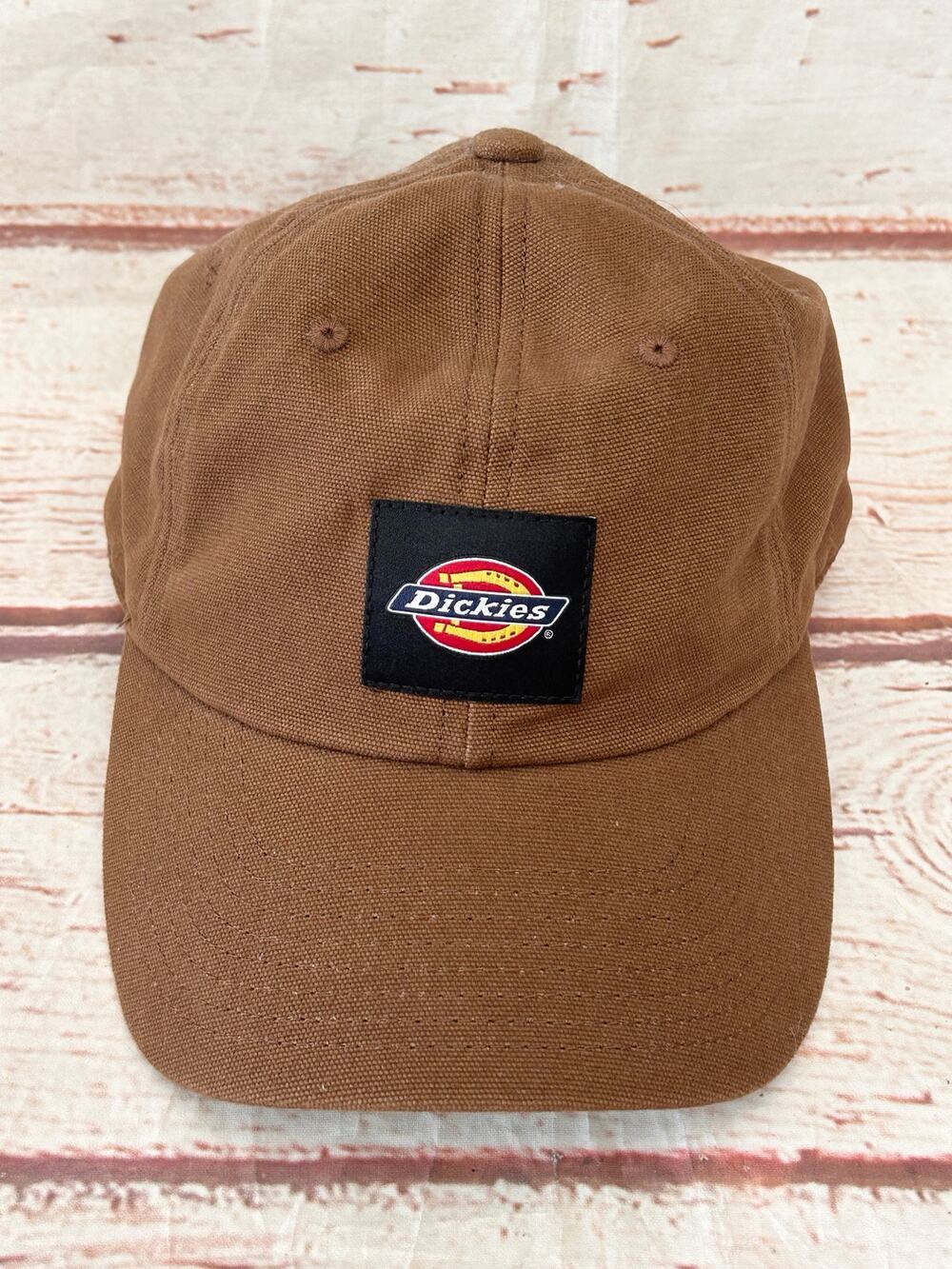 DICKIES Brown Canvas Logo Patch Baseball Cap Adjustable Workwear Dad Hat